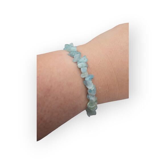 Blue Gemstone Chip Bracelet – Silver Serenity Toggle Clasp - Picture 1 of 8